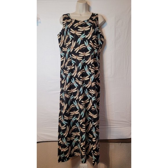 Tom Tom Womans Sz Small 100% Cotton Dress Dragonfly Side Buttons Vacation Beach - Picture 4 of 7